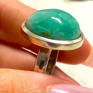 GENUINE COLOMBIAN EMERALD SOLID STERLING SILVER RING